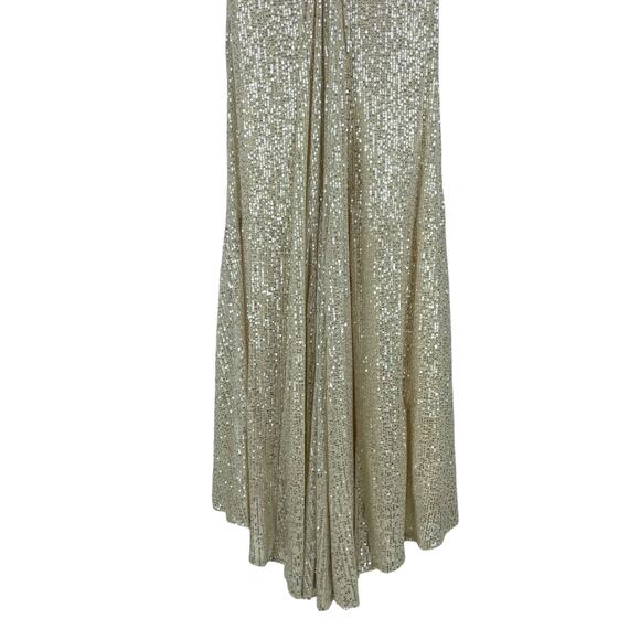 Ieena for Mac Duggal Sequined Drop Shoulder Evening Gown Nude Size 6 - Picture 12 of 14